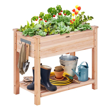 Wooden Raised Garden Bed Planter Box 33.9x18.1x30" Flower Vegetable Herb