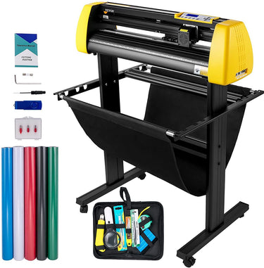 Vinyl Cutter Machine, 34 in / 870 mm Max Paper Feed Cutting Plotter, Automatic Camera Contour Cutting LCD Screen Printer w/Stand Adjustable Force and Speed for Sign Making Plotter Cutter
