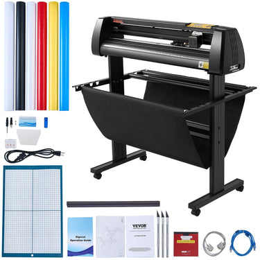 Vinyl Cutter 34Inch Bundle, Vinyl Cutter Machine Manual Vinyl Printer LCD Display Plotter Cutter Sign Cutting with Signmaster Software for Design and Cut,with Supplies, Tools
