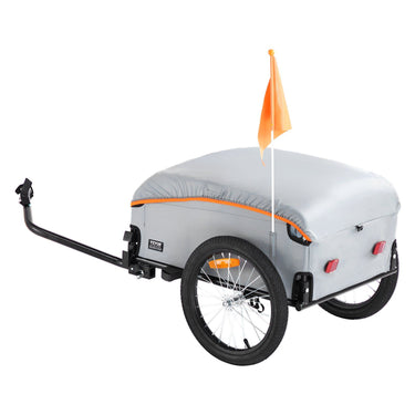 Bike Cargo Trailer, 100 lbs Load Capacity, Heavy-Duty Bicycle Wagon Cart, Foldable Compact Storage with Universal Hitch, Waterproof Cover, 16" Wheels, Safe Reflectors, Fits 22"-28" Bike Wheels