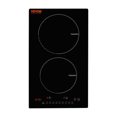 Electric Cooktop, 2 Burners, 12'' Induction Stove Top, Built-in Magnetic Cooktop 1800W, 9 Heating Level Multifunctional Burner, LED Touch Screen w/ Child Lock & Over-Temperature Protection