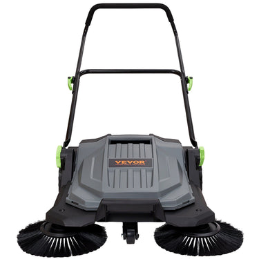 Walk-behind Hand Push Floor Sweeper, 25.6" Sweeping Width Floor Sweeper Manual Non-Electric, 5-Gallon Waste Container, Angle & Height Adjustable Folding Handle for Walkway, Yard, Garage, Patio