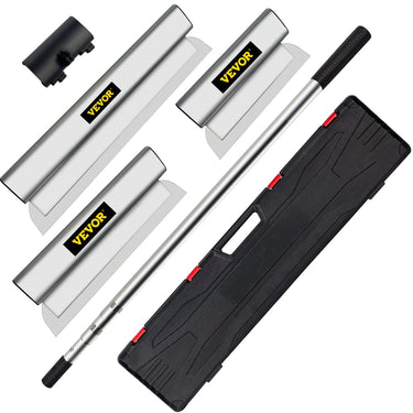 Skimming Blade Set,10"+24"+32" Blades + 35"-78" Extension Handle, European Stainless Steel Construction Knife, Aluminum Blade Profile Smoothing Knockdown Spatula for Gyprock/Drywall/Wall-Board
