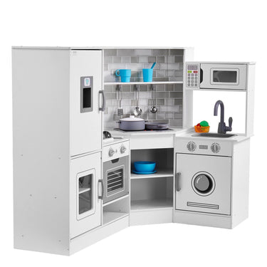 Christmas Gift! Kitchen Playset Kids Pretend Cooking Play Toy 24 Piece Accessories White