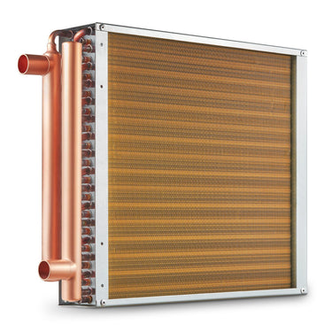 Heat Exchanger Water to Air, 16"x 16" with 3-Row 3/8" Copper Ports, 193 Aluminum Fins Heat Exchanger for Outdoor Wood Furnaces, Residential Heating and Cooling, and Forced Air Heating