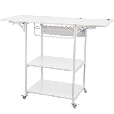 Heat Press Table 3Tier Movable Heat Press Stand Foldable with Wheels White