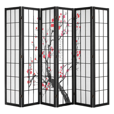 Room Divider, 6 Panel Japanese Room Divider Screen, Wood Folding Privacy Screen Indoor, Japanese Partition Portable Decoration Dividers, for Room Separation Home Office Restaurant & Bedroom