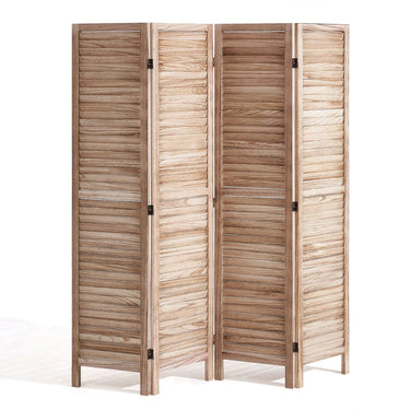 Wood Room Divider, 4 Panel Wood Folding Privacy Screen, 66.9 Inches Tall Indoor Louvered Wooden Partition, Portable Decoration Screen, for Room Separation, Home, Office, Restaurant & Bedroom