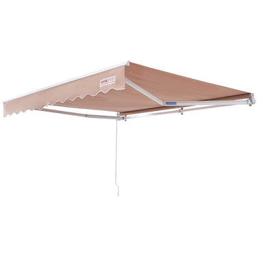 Manual Retractable Awning, 12 x 10 ft Outdoor Patio Awning Retractable Sun Shade, Water-Resistant Polyester Patio Door Window Awning Sunshade Shelter with Crank Handle for Backyard, Balcony