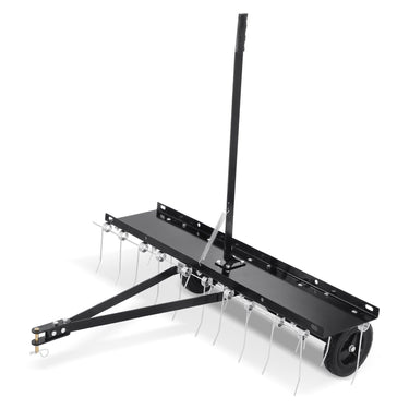 Tow Behind Dethatcher, 40-inch Tow Dethatcher with 20 Spring Steel Tines, Lawn Dethatcher Rake for ATV or Mower, Tow Behind Lawn Rake with Lift Handle for Garden Farm Grass