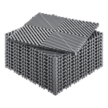 Interlocking Drainage Mat, 12'x12' Modular Cushion Durable PP Material, 12 Pcs Splicing Drainage Mats, Non-Slip Drainage Floor Tile and Shower Mat, for Garage, Garden, Kitchen&Outdoor, Grey
