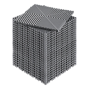 Interlocking Drainage Mat, 12'x12' Modular Cushion Durable PP Material, 24 Pcs Splicing Drainage Mats, Non-Slip Drainage Floor Tile and Shower Mat, for Garage, Garden, Kitchen & Outdoor, Grey
