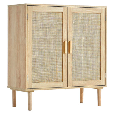 Rattan Cabinet, Rattan Storage Cabinet 31.5inch with 2 Magnetic Doors and Adjustable Shelves, Sideboard Buffet Cabinet for Hallway, Entryway, Living Room, or Kitchen, Natural
