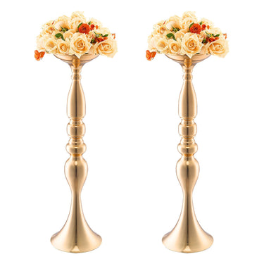 24PCS 50cm/19.7' Wedding Flower Vase Metal Gold Floral Stand for Table