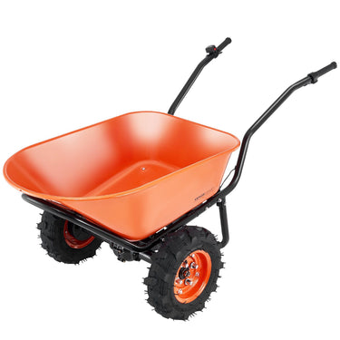 Electric Wheelbarrow Cart, 500W Powered Utility Garden Wagon Dump Cart, 4.5 Cu. Ft. Load & 573 lbs Capacity with Metal Handle & 16" Track Wheels, Two Wheel Barrow Yard Cart & Wagons for Lawn
