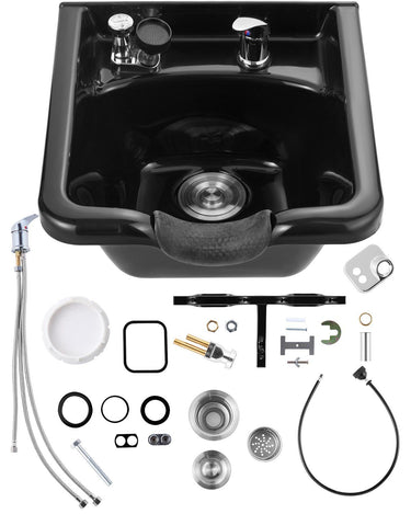 Shampoo Bowl Sink Black ABS Plastic Salon and Spa Hair Sink Beauty Salon Equipment for Hair Stylists