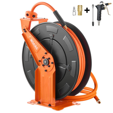 Retractable Air Hose Reel 3/8IN x 65FT Hybrid Air Hose with Double Arms
