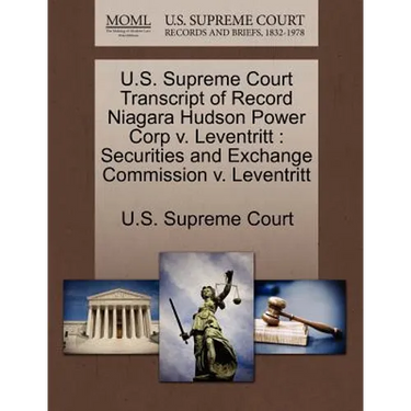 U.S. Supreme Court Transcript of Record Niagara Hudson Power Corp V. Leventritt: Securities and Exchange Commission V. Leventritt
