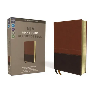 NIV, Reference Bible, Giant Print, Imitation Leather, Brown, Red Letter Edition, Comfort Print