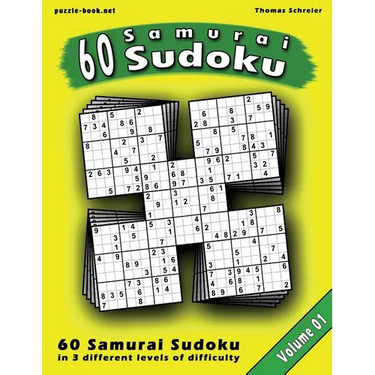 Samurai Sudoku Puzzle: 60 Mixed (Easy, Medium, Hard) Samurai Sudoku, Vol. 1
