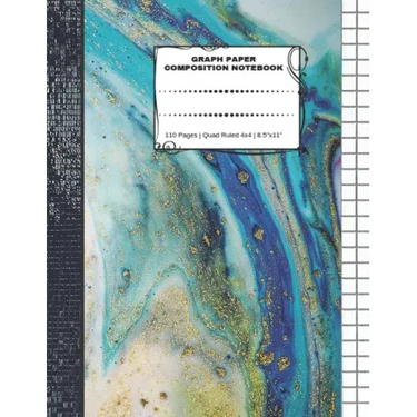 Graph Paper Composition Notebook: 110 Pages - Quad Ruled 4x4 - 8.5" x 11" Marble Large Notebook with Grid Paper - Math Notebook For Students