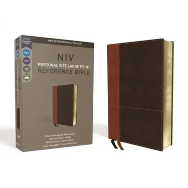 NIV, Personal Size Reference Bible, Large Print, Imitation Leather, Brown, Red Letter Edition, Comfort Print