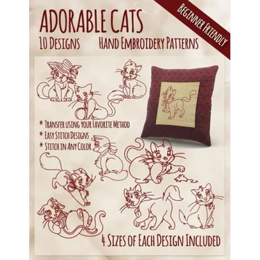 Adorable Cats Hand Embroidery Patterns