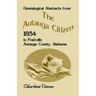 Genealogical Abstracts From The Autauga Citizen, 1854, In Prattville, Autauga County, Alabama