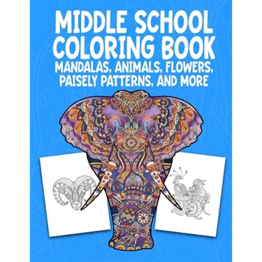 Middle School Coloring Book. Mandalas, Animals, Flowers, Paisely Patterns, and More: Stress Relieving Coloring Art For Creative Children 10-14 Noteboo