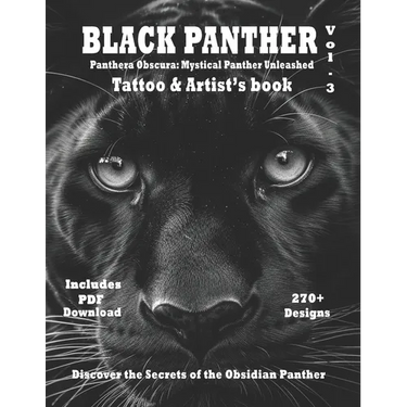 Black Panther - Tattoo & Artist's book Vol. 3 Panthera Obscura: A Captivating surrealistic Panther tattoo design collection in grayscale photorealism