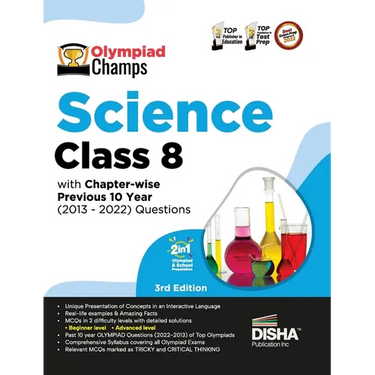 Olympiad Champs Science Class 8 with Chapter-wise Previous 10 Year (2013 - 2022) Questions 5th Edition Complete Prep Guide with Theory, PYQs, Past & P