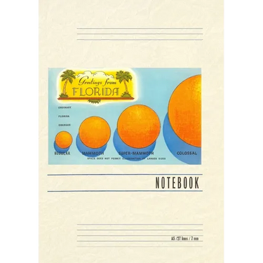 Vintage Lined Notebook Greetings from Florida, Orange Sizing