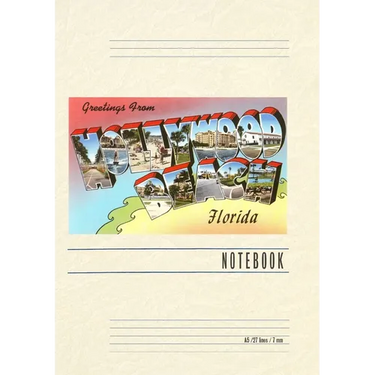 Vintage Lined Notebook Greetings from Hollywood Beach, Florida