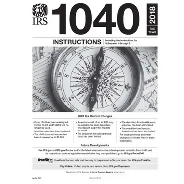 IRS Form 1040 Instructions - Tax year 2018 (Form 1040 included)