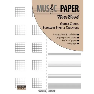 MUSIC PAPER NoteBook - Guitar Chord, Standard Staff & Tablature