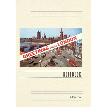 Vintage Lined Notebook Greetings from London, England