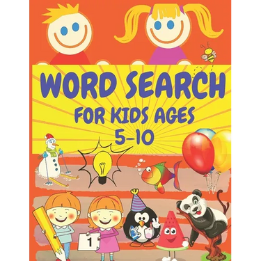 Word Search for Kids Ages 5-10: Fun puzzles for kids, 100 puzzles, with pictures of colouring, various themes: animals; school; Fruits and vegetables;