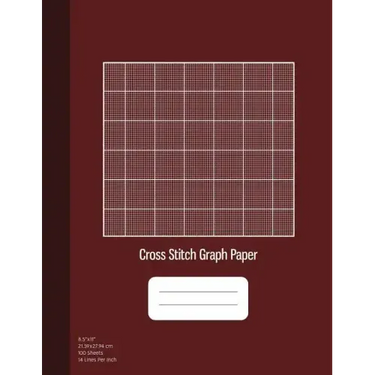 Cross Stitch Graph Paper: 14 Lines Per Inch, Graph Paper for Embroidery and Needlework, 8.5''x11'', 100 Sheets, Burgundy Cover