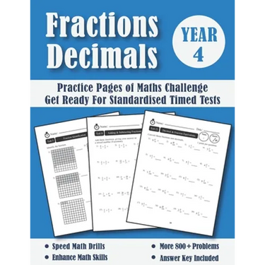Fractions and Decimals Year 4 Maths Challenge: Practice Pages Of Timed Tests (With Answers) - KS2 Maths Workbook - Ages 8-9 - Grade 3