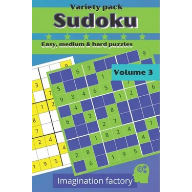 Sudoku variety pack. Easy, medium & hard puzzles: 100 puzzles. 6x9 travel size. Easy to carry