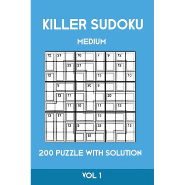 Killer Sudoku Medium 200 Puzzle WIth Solution Vol 1: Advanced Puzzle Sumdoku Book,9x9, 2 puzzles per page