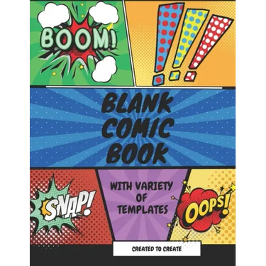 Blank Comic Book for kids with variety of templates: Variety of panel action layout templates to create your own comics. Blank comic book for kids and