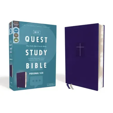 Niv, Quest Study Bible, Personal Size, Leathersoft, Blue, Comfort Print: The Only Q and A Study Bible