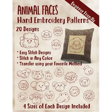 Animal Faces Hand Embroidery Patterns