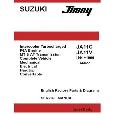 Suzuki Jimny JA11C JA11V 660cc English Factory Parts Manual 1991-1996