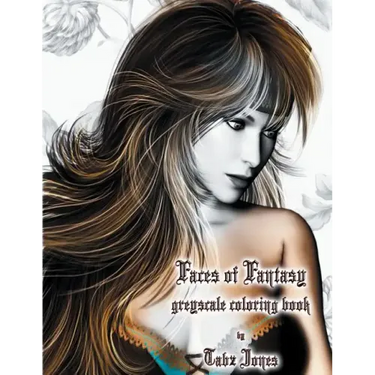 Faces of Fantasy Greyscale Coloring Book