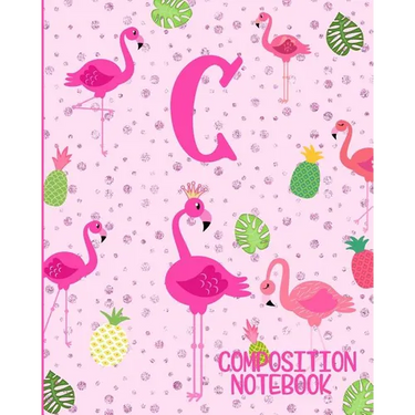 Composition Notebook C: Pink Flamingo Initial C Composition Wide Ruled Notebook