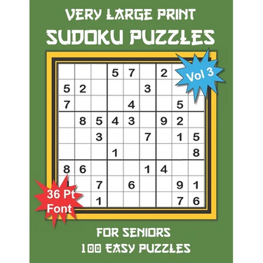 Very Large Print Sudoku Puzzles for Seniors: 100 Easy Sudoku for Adults: One Extra Large Print Puzzle Per Page and Space for Working Out the Answers,