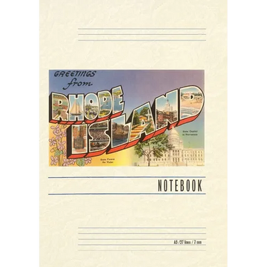 Vintage Lined Notebook Greetings from Rhode Island