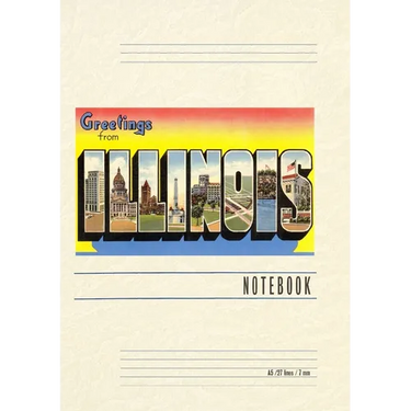 Vintage Lined Notebook Greetings from Illinois